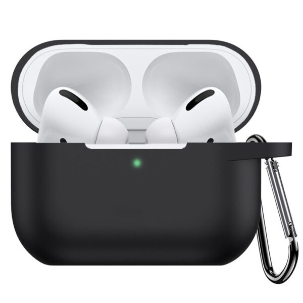 Husa protectie silicon, compatibila Apple AirPods Pro 2, FONIX Tactical Protection, Anti-soc, Carabiniera incorporata / detasabila, Design compact, Negru