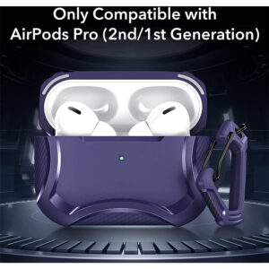 Husa anti-soc, compatibila Apple AirPods Pro 1, FONIX Fiber Strong, Magnetizata, Carabiniera incorporata / detasabila, Protectie completa, compatibila incarcare MagSafe, Mov - 5