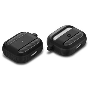 Husa de protectie compatibila cu Apple AirPods 3 (2021), FONIX Carbon Shield Ultra, Anti-soc, Confortabila, Design compact, Suport carabiniera incorporat, Protectie completa, Negru - 6