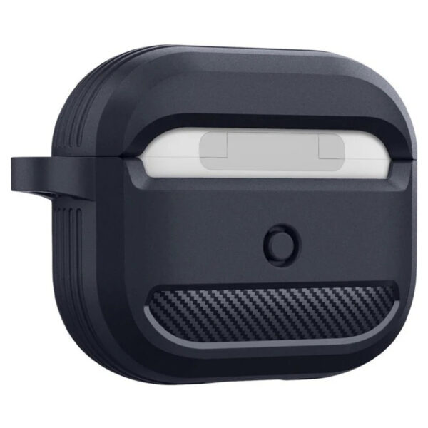 Husa de protectie compatibila cu Apple AirPods 3 (2021), FONIX Carbon Shield Ultra, Anti-soc, Confortabila, Design compact, Suport carabiniera incorporat, Protectie completa, Gri - 4