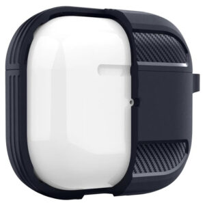 Husa de protectie compatibila cu Apple AirPods 3 (2021), FONIX Carbon Shield Ultra, Anti-soc, Confortabila, Design compact, Suport carabiniera incorporat, Protectie completa, Gri - 6