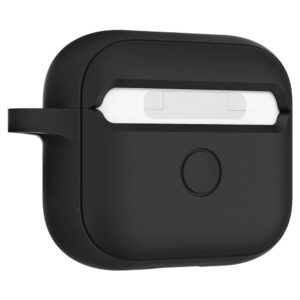 Husa din silicon compatibila cu Apple AirPods 3 (2021), FONIX Hardened Silicone, Anti-soc, Confortabila, Design compact, Suport carabiniera incorporat, Suprafata mata, Margini texturate, Protectie completa, Negru - 2