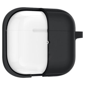 Husa din silicon compatibila cu Apple AirPods 3 (2021), FONIX Hardened Silicone, Anti-soc, Confortabila, Design compact, Suport carabiniera incorporat, Suprafata mata, Margini texturate, Protectie completa, Negru - 5