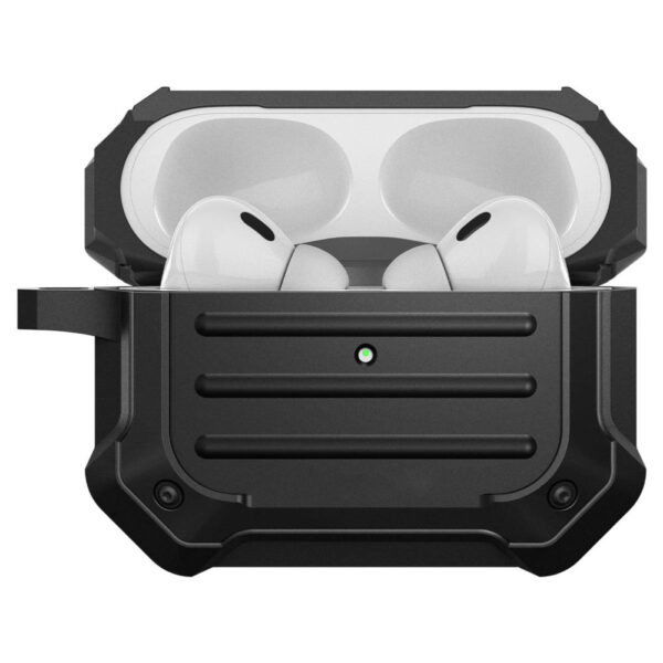 Husa tip armura compatibila cu Apple AirPods Pro 1, FONIX Hard Armor Ultra, comaptibila MagSafe, Anti-soc, Constructie rigida, Carabiniera incorporata / detasabila, Protectie completa, Negru