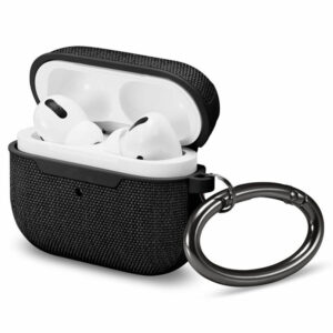 Husa de protectie, compatibila Apple AirPods Pro 1, FONIX SwiftCase Ultra, Carabiniera incorporata, Anti-soc, Material textil si poliuretan, Protectie completa, Negru - 2