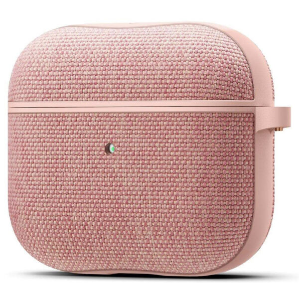 Husa de protectie, compatibila Apple AirPods 3 (2021), FONIX SwiftCase Ultra, Carabiniera incorporata, Anti-soc, Material textil si poliuretan, Protectie completa, Roz - 3