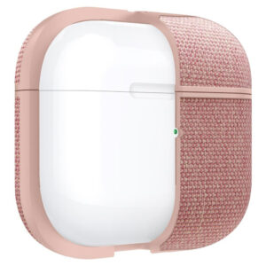 Husa de protectie, compatibila Apple AirPods 3 (2021), FONIX SwiftCase Ultra, Carabiniera incorporata, Anti-soc, Material textil si poliuretan, Protectie completa, Roz - 5