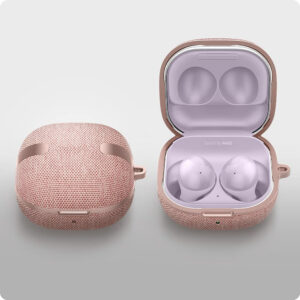 Husa de protectie, compatibila Samsung Galaxy Buds FE, FONIX SwiftCase Ultra, Carabiniera incorporata, Anti-soc, Material textil si poliuretan, Protectie completa, Roz - 5