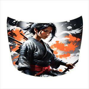 Folie tuning capota, Model Samurai Girl, Sticker colantare auto, Rezistenta la exterior, la intemperii si uzura, Protectie fiabila, Design inedit, Imbunatateste aspectul si durabilitatea, Marime 150 x 110 cm