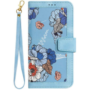 Husa carte Flowers FlipBook pentru Apple iPhone SE 4 (2024), Acoperire completa, Sistem de inchidere magnetic cu clapeta, Compartimente tip buzunar, Baby Blue