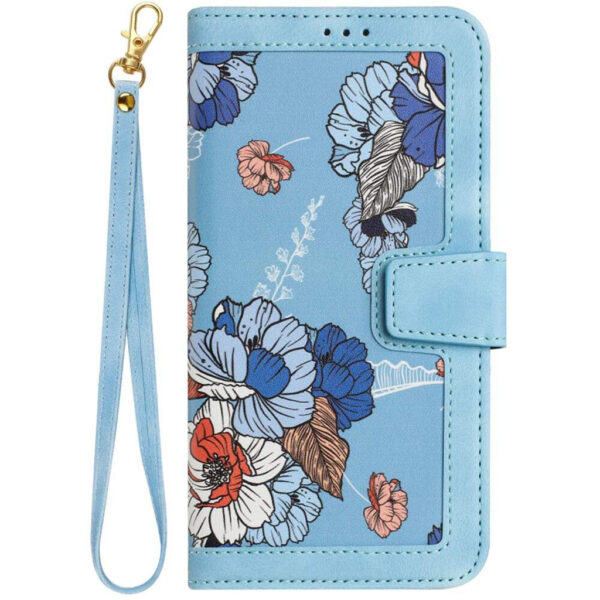 Husa carte Flowers FlipBook pentru Apple iPhone SE 4 (2024), Acoperire completa, Sistem de inchidere magnetic cu clapeta, Compartimente tip buzunar, Baby Blue