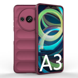 Husa Matte Waves pentru Xiaomi Redmi A3, Camera Protect, Striatii laterale, Colturi intarite, Margini inaltate, Antialunecare, Antisoc, Silicon prietenos cu pielea, Visiniu