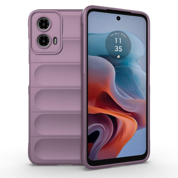 Husa Matte Waves pentru Motorola Moto G34, Camera Protect, Striatii laterale, Colturi intarite, Margini inaltate, Antialunecare, Antisoc, Silicon prietenos cu pielea, Mov