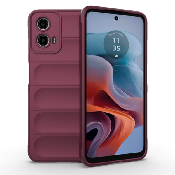 Husa Matte Waves pentru Motorola Moto G34, Camera Protect, Striatii laterale, Colturi intarite, Margini inaltate, Antialunecare, Antisoc, Silicon prietenos cu pielea, Visiniu