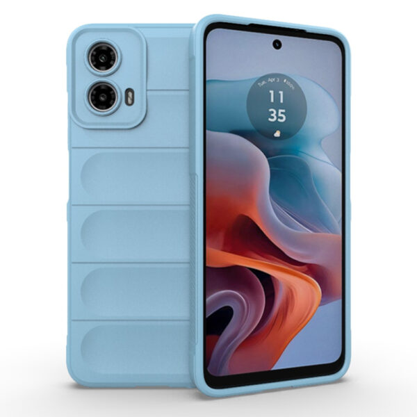 Husa Matte Waves pentru Motorola Moto G34, Camera Protect, Striatii laterale, Colturi intarite, Margini inaltate, Antialunecare, Antisoc, Silicon prietenos cu pielea, Albastru