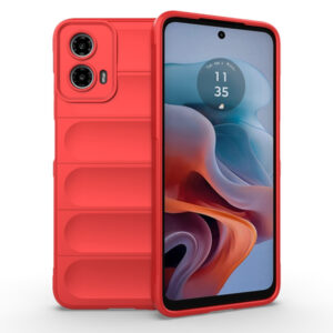 Husa Matte Waves pentru Motorola Moto G34, Camera Protect, Striatii laterale, Colturi intarite, Margini inaltate, Antialunecare, Antisoc, Silicon prietenos cu pielea, Rosu