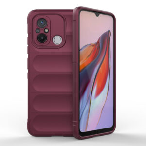 Husa Matte Waves pentru Xiaomi Redmi 12C, Camera Protect, Striatii laterale, Colturi intarite, Margini inaltate, Antialunecare, Antisoc, Silicon prietenos cu pielea, Visiniu