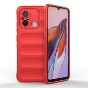 Husa Matte Waves pentru Xiaomi Redmi 12C, Camera Protect, Striatii laterale, Colturi intarite, Margini inaltate, Antialunecare, Antisoc, Silicon prietenos cu pielea, Rosu