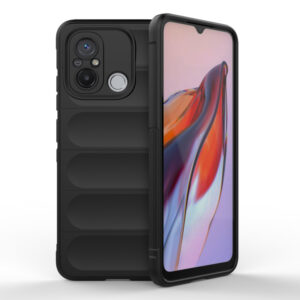 Husa Matte Waves pentru Xiaomi Redmi 12C, Camera Protect, Striatii laterale, Colturi intarite, Margini inaltate, Antialunecare, Antisoc, Silicon prietenos cu pielea, Negru