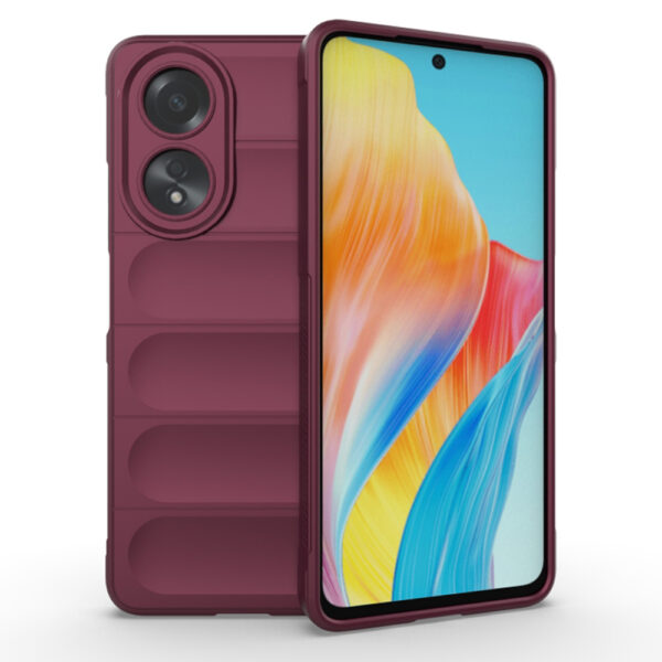 Husa Matte Waves pentru Oppo A58 4G, Camera Protect, Striatii laterale, Colturi intarite, Margini inaltate, Antialunecare, Antisoc, Silicon prietenos cu pielea, Visiniu