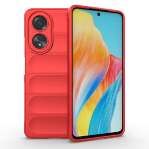 Husa Matte Waves pentru Oppo A58 4G, Camera Protect, Striatii laterale, Colturi intarite, Margini inaltate, Antialunecare, Antisoc, Silicon prietenos cu pielea, Rosu