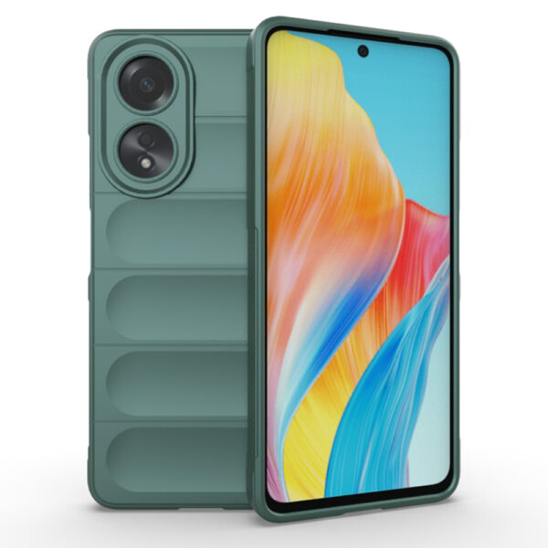 Husa Matte Waves pentru Oppo A58 4G, Camera Protect, Striatii laterale, Colturi intarite, Margini inaltate, Antialunecare, Antisoc, Silicon prietenos cu pielea, Verde