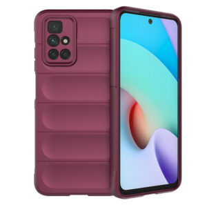 Husa Matte Waves pentru Xiaomi Redmi 10 | Redmi 10 2022, Camera Protect, Striatii laterale, Colturi intarite, Margini inaltate, Antialunecare, Antisoc, Silicon prietenos cu pielea, Visiniu