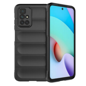 Husa Matte Waves pentru Xiaomi Redmi 10 | Redmi 10 2022, Camera Protect, Striatii laterale, Colturi intarite, Margini inaltate, Antialunecare, Antisoc, Silicon prietenos cu pielea, Negru