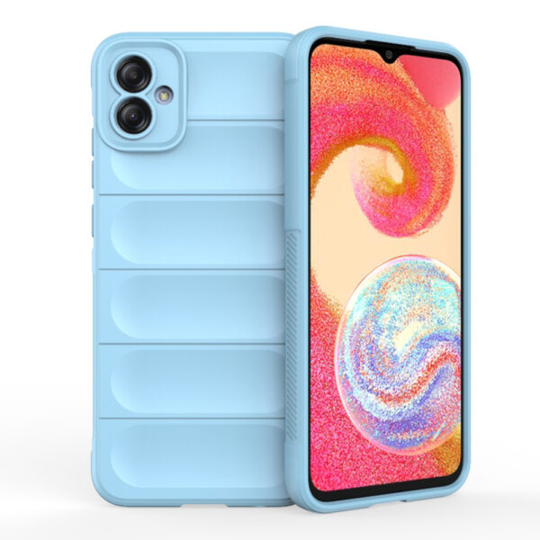 Husa Matte Waves pentru Samsung Galaxy A04e | Galaxy M04, Camera Protect, Striatii laterale, Colturi intarite, Margini inaltate, Antialunecare, Antisoc, Silicon prietenos cu pielea, Albastru