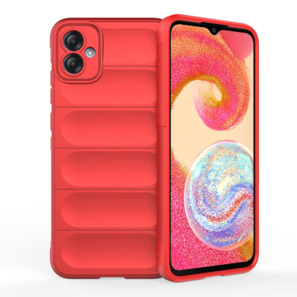 Husa Matte Waves pentru Samsung Galaxy A04e | Galaxy M04, Camera Protect, Striatii laterale, Colturi intarite, Margini inaltate, Antialunecare, Antisoc, Silicon prietenos cu pielea, Rosu