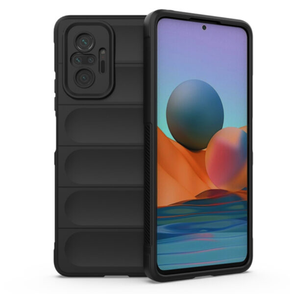 Husa Matte Waves pentru Xiaomi Redmi Note 10 Pro | Redmi Note 10 Pro Max, Camera Protect, Striatii laterale, Colturi intarite, Margini inaltate, Antialunecare, Antisoc, Silicon prietenos cu pielea, Negru