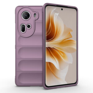 Husa Matte Waves pentru Oppo Reno11, Camera Protect, Striatii laterale, Colturi intarite, Margini inaltate, Antialunecare, Antisoc, Silicon prietenos cu pielea, Mov