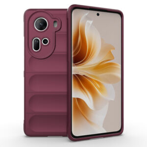 Husa Matte Waves pentru Oppo Reno11, Camera Protect, Striatii laterale, Colturi intarite, Margini inaltate, Antialunecare, Antisoc, Silicon prietenos cu pielea, Visiniu