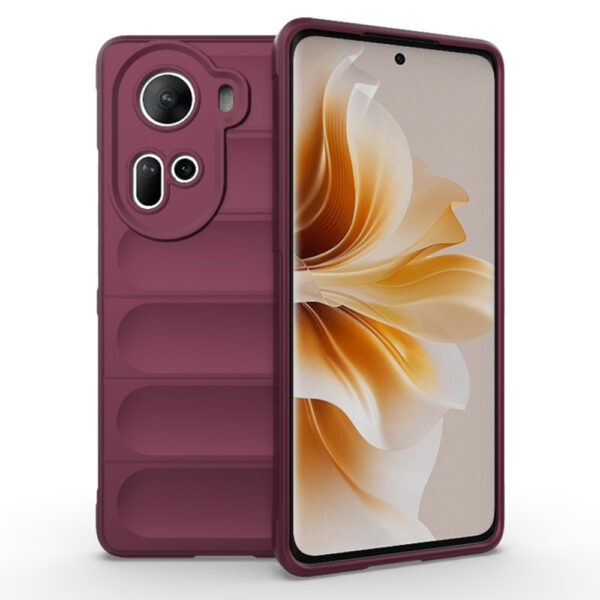 Husa Matte Waves pentru Oppo Reno11, Camera Protect, Striatii laterale, Colturi intarite, Margini inaltate, Antialunecare, Antisoc, Silicon prietenos cu pielea, Visiniu