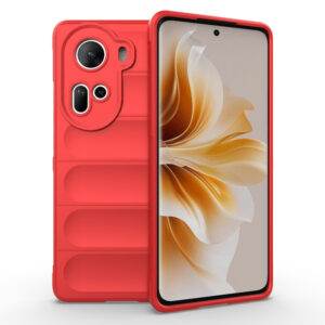 Husa Matte Waves pentru Oppo Reno11, Camera Protect, Striatii laterale, Colturi intarite, Margini inaltate, Antialunecare, Antisoc, Silicon prietenos cu pielea, Rosu