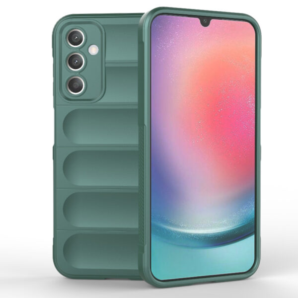 Husa Matte Waves pentru Samsung Galaxy A25 5G, Camera Protect, Striatii laterale, Colturi intarite, Margini inaltate, Antialunecare, Antisoc, Silicon prietenos cu pielea, Verde