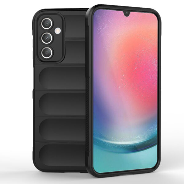 Husa Matte Waves pentru Samsung Galaxy A25 5G, Camera Protect, Striatii laterale, Colturi intarite, Margini inaltate, Antialunecare, Antisoc, Silicon prietenos cu pielea, Negru