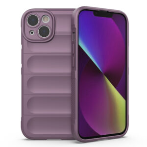 Husa Matte Waves pentru Apple iPhone 14 Plus, Camera Protect, Striatii laterale, Colturi intarite, Margini inaltate, Antialunecare, Antisoc, Silicon prietenos cu pielea, Mov