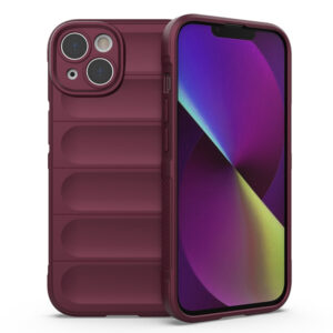 Husa Matte Waves pentru Apple iPhone 14 Plus, Camera Protect, Striatii laterale, Colturi intarite, Margini inaltate, Antialunecare, Antisoc, Silicon prietenos cu pielea, Visiniu