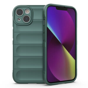 Husa Matte Waves pentru Apple iPhone 14 Plus, Camera Protect, Striatii laterale, Colturi intarite, Margini inaltate, Antialunecare, Antisoc, Silicon prietenos cu pielea, Verde