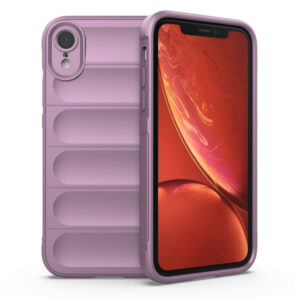 Husa Matte Waves pentru Apple iPhone XR, Camera Protect, Striatii laterale, Colturi intarite, Margini inaltate, Antialunecare, Antisoc, Silicon prietenos cu pielea, Mov