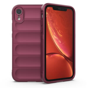 Husa Matte Waves pentru Apple iPhone XR, Camera Protect, Striatii laterale, Colturi intarite, Margini inaltate, Antialunecare, Antisoc, Silicon prietenos cu pielea, Visiniu