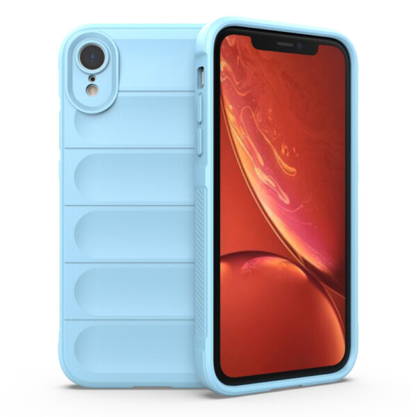 Husa Matte Waves pentru Apple iPhone XR, Camera Protect, Striatii laterale, Colturi intarite, Margini inaltate, Antialunecare, Antisoc, Silicon prietenos cu pielea, Albastru