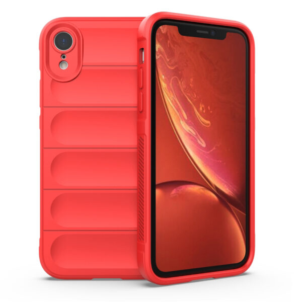 Husa Matte Waves pentru Apple iPhone XR, Camera Protect, Striatii laterale, Colturi intarite, Margini inaltate, Antialunecare, Antisoc, Silicon prietenos cu pielea, Rosu