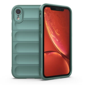 Husa Matte Waves pentru Apple iPhone XR, Camera Protect, Striatii laterale, Colturi intarite, Margini inaltate, Antialunecare, Antisoc, Silicon prietenos cu pielea, Verde