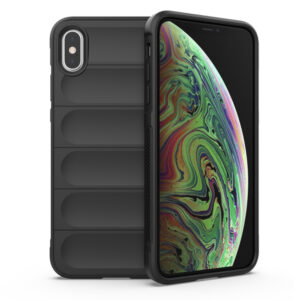 Husa Matte Waves pentru Apple iPhone X | iPhone XS, Camera Protect, Striatii laterale, Colturi intarite, Margini inaltate, Antialunecare, Antisoc, Silicon prietenos cu pielea, Negru