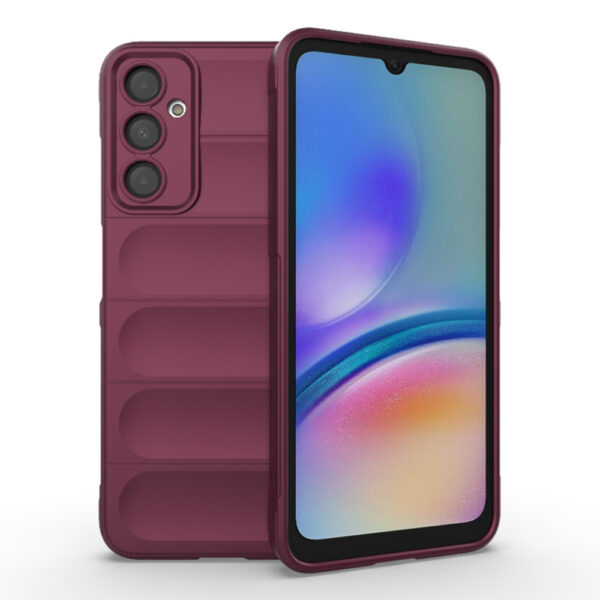 Husa Matte Waves pentru Samsung Galaxy A05s, Camera Protect, Striatii laterale, Colturi intarite, Margini inaltate, Antialunecare, Antisoc, Silicon prietenos cu pielea, Visiniu