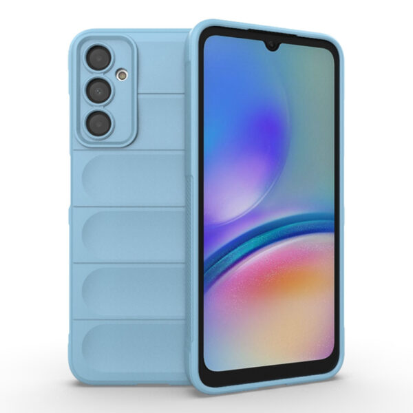 Husa Matte Waves pentru Samsung Galaxy A05s, Camera Protect, Striatii laterale, Colturi intarite, Margini inaltate, Antialunecare, Antisoc, Silicon prietenos cu pielea, Albastru