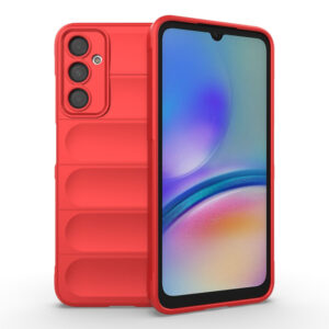 Husa Matte Waves pentru Samsung Galaxy A05s, Camera Protect, Striatii laterale, Colturi intarite, Margini inaltate, Antialunecare, Antisoc, Silicon prietenos cu pielea, Rosu