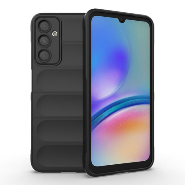 Husa Matte Waves pentru Samsung Galaxy A05s, Camera Protect, Striatii laterale, Colturi intarite, Margini inaltate, Antialunecare, Antisoc, Silicon prietenos cu pielea, Negru